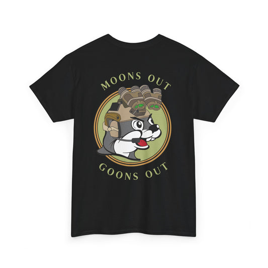 “Moons Out, Goons Out” Angry Tactical Squirrel T-Shirt – NVG-Rated Mayhem from the Night Shift's Worst Idea